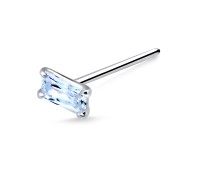 Rectangular Stone Silver Straight Nose Stud NSKA-163